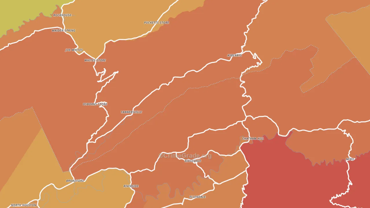 Tannersville, VA Map of Burglary Rates