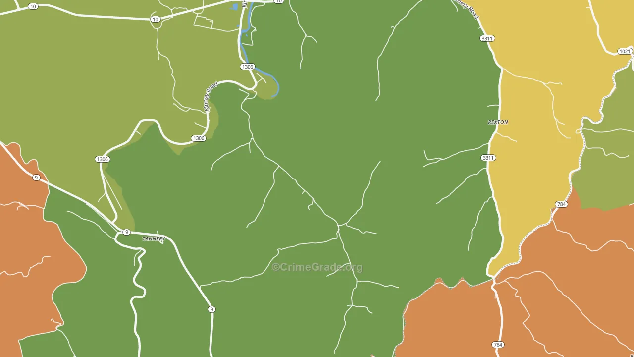 Tannery, KY Map of Burglary Rates