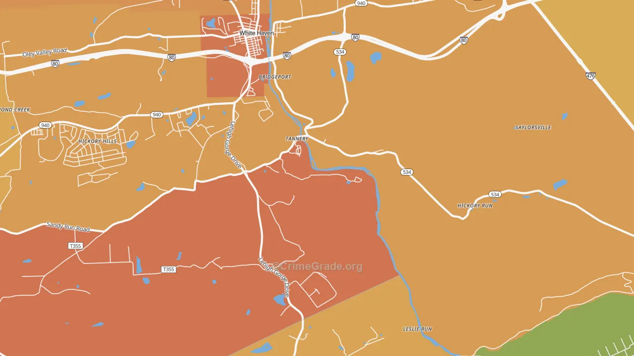 Tannery, PA Map of Burglary Rates