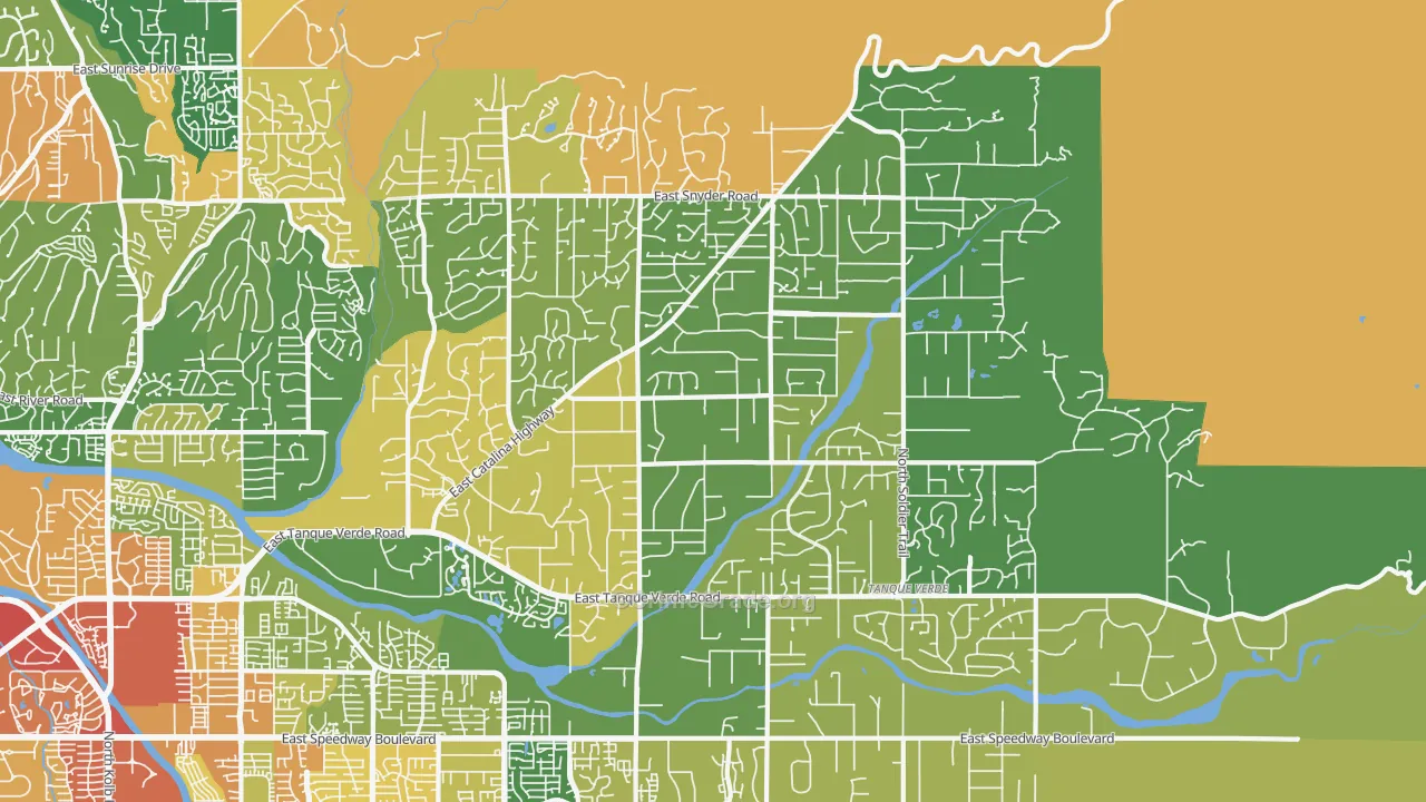 Tanque Verde, AZ Map of Burglary Rates