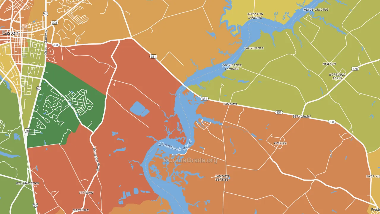 Tanyard, MD Map of Burglary Rates