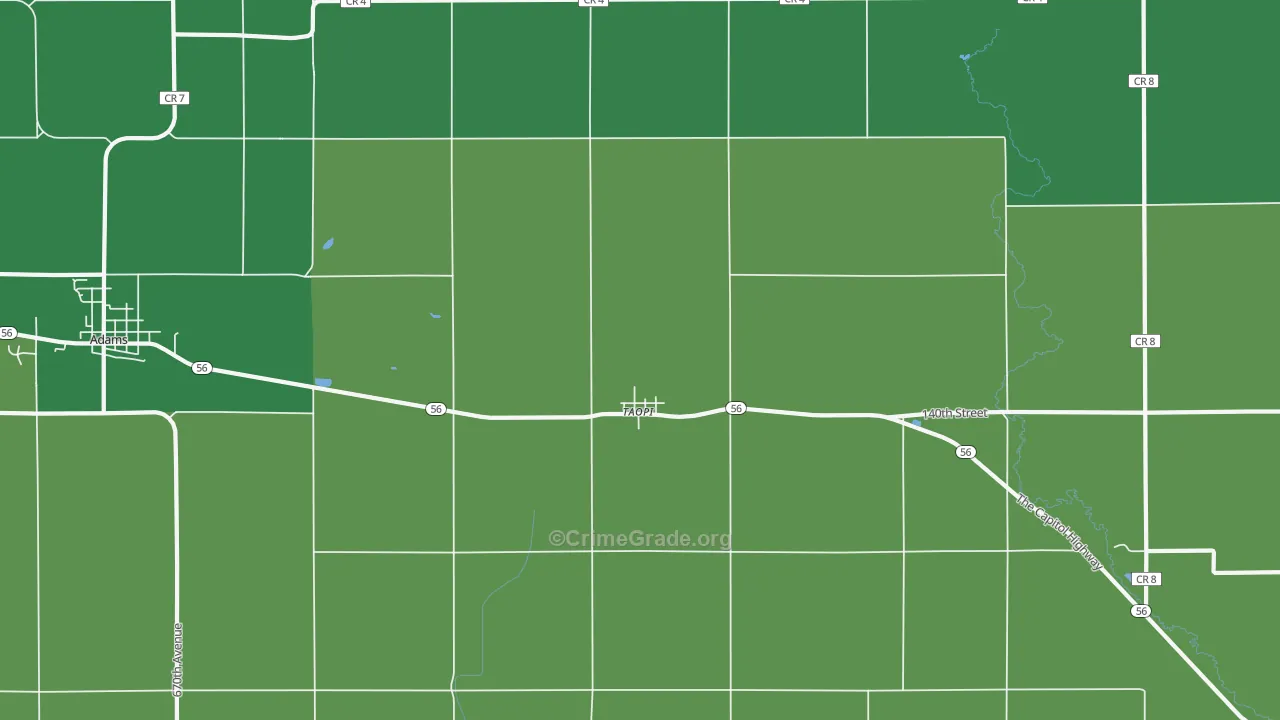 Taopi, MN Map of Burglary Rates