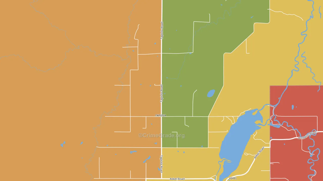 Tapiola, MI Map of Burglary Rates