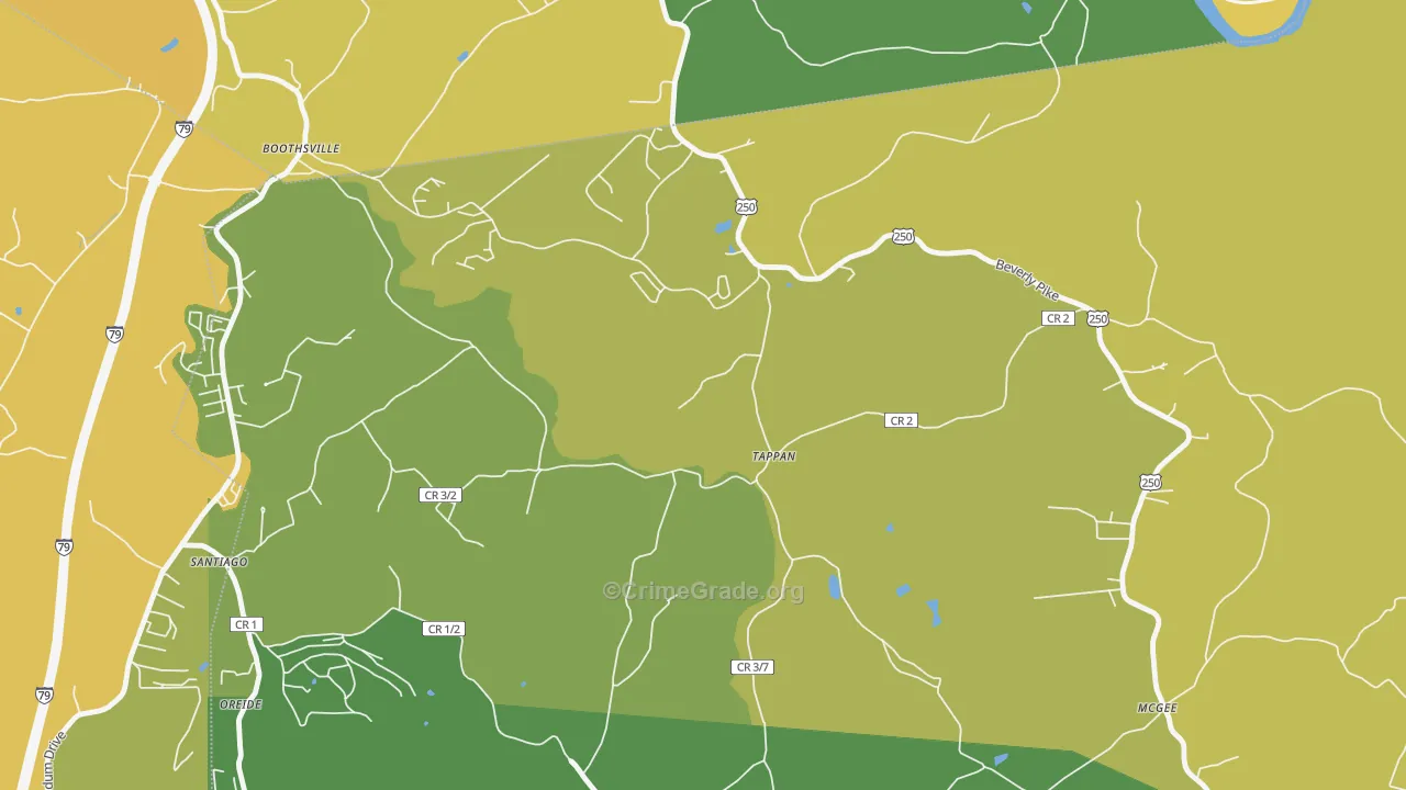 Tappan, WV Map of Burglary Rates
