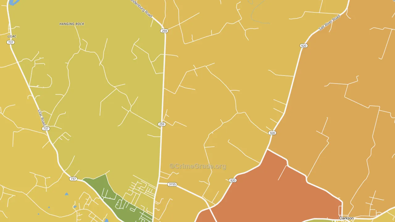 Tar Hill, KY Map of Burglary Rates