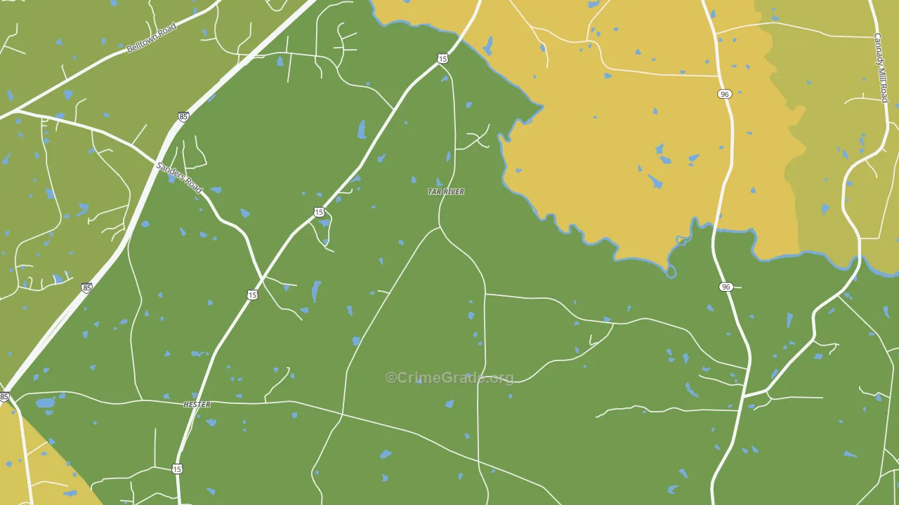 Tar River, NC Map of Burglary Rates