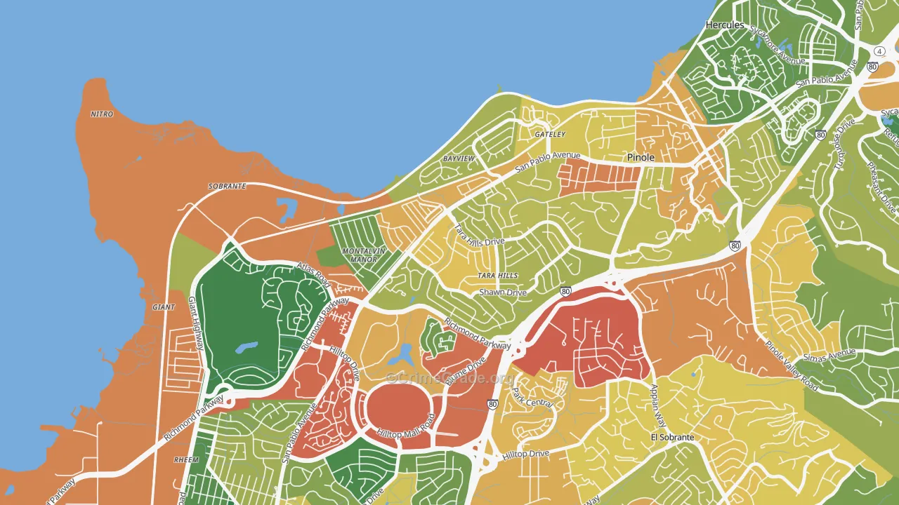 Tara Hills, San Pablo, CA Map of Burglary Rates