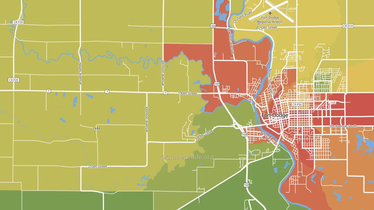 Tara, IA Map of Burglary Rates