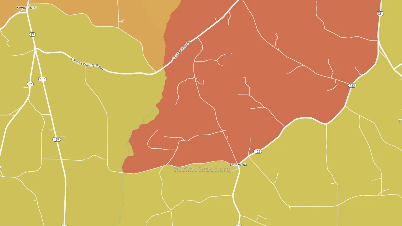Tarentum, AL Map of Burglary Rates