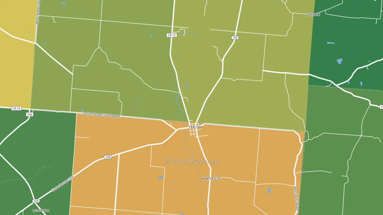 Tarlton, OH Map of Burglary Rates