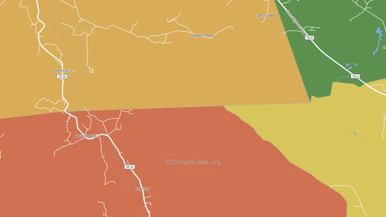 Tarlton, TN Map of Burglary Rates