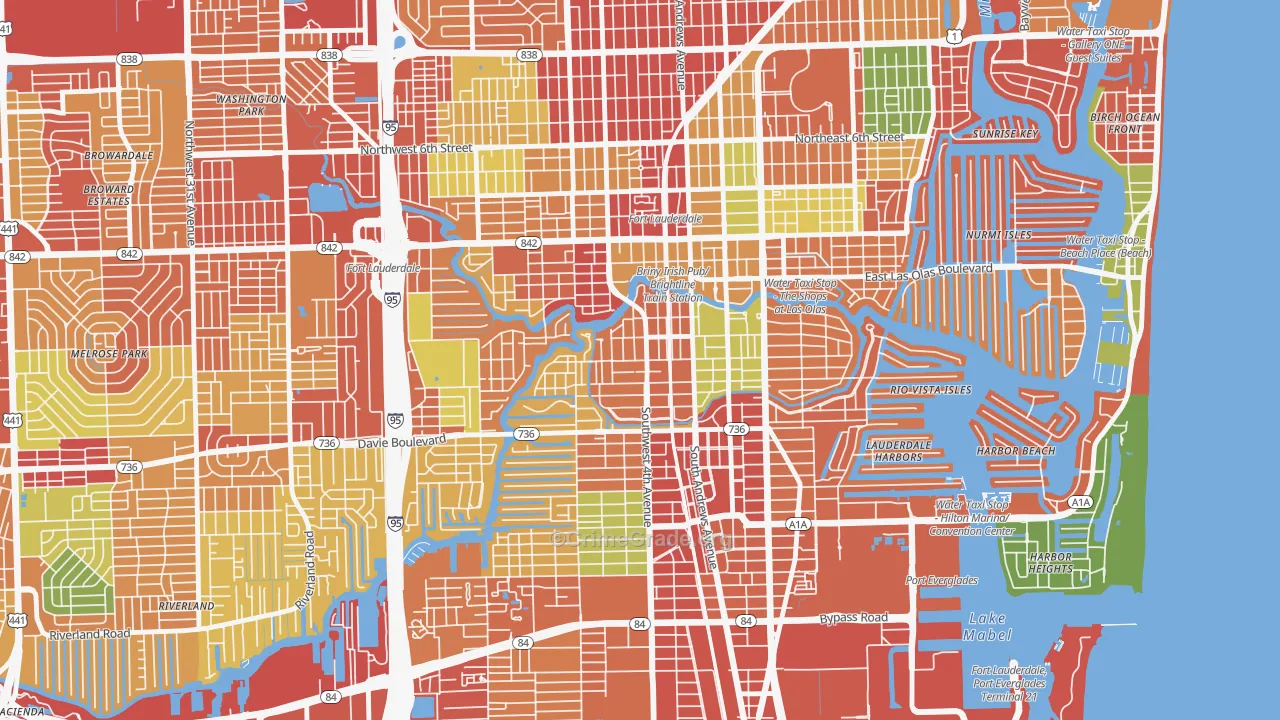 Tarpon River, Fort Lauderdale, FL Map of Burglary Rates