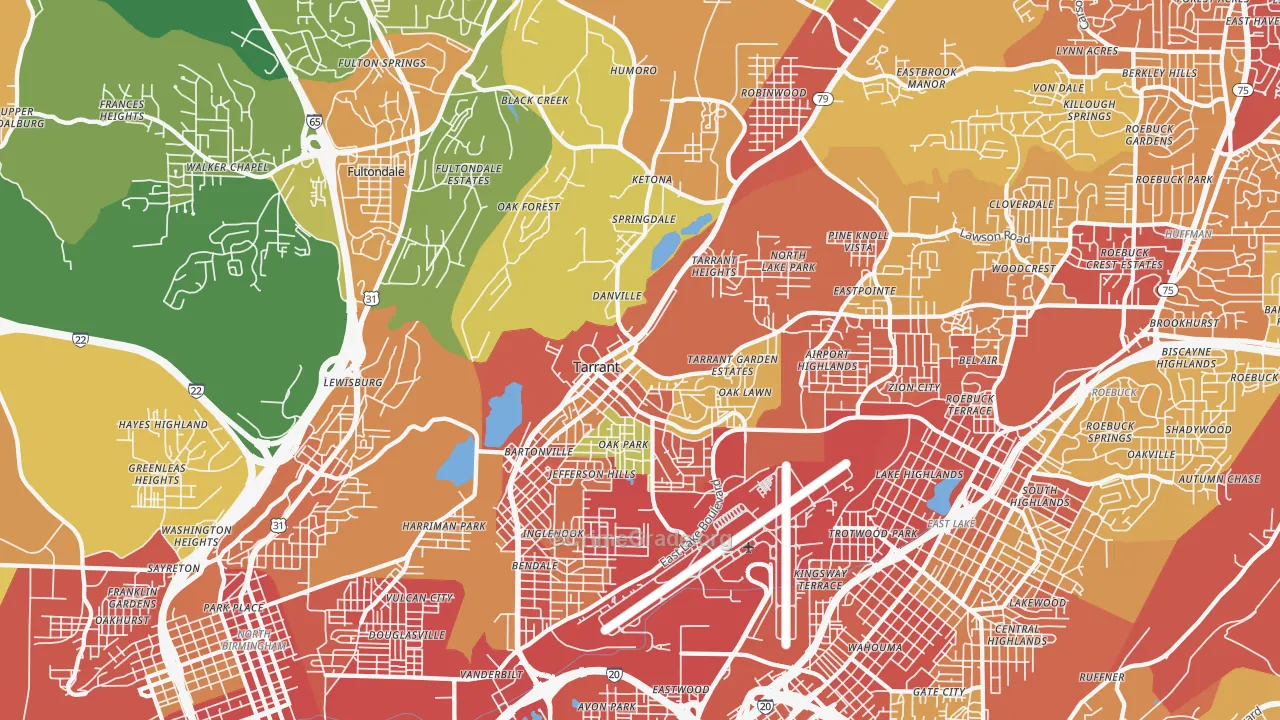 Tarrant, AL Map of Burglary Rates