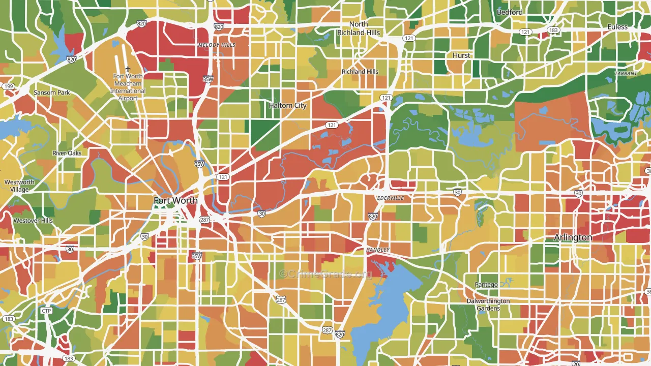 Tarrant County, TX Map of Burglary Rates