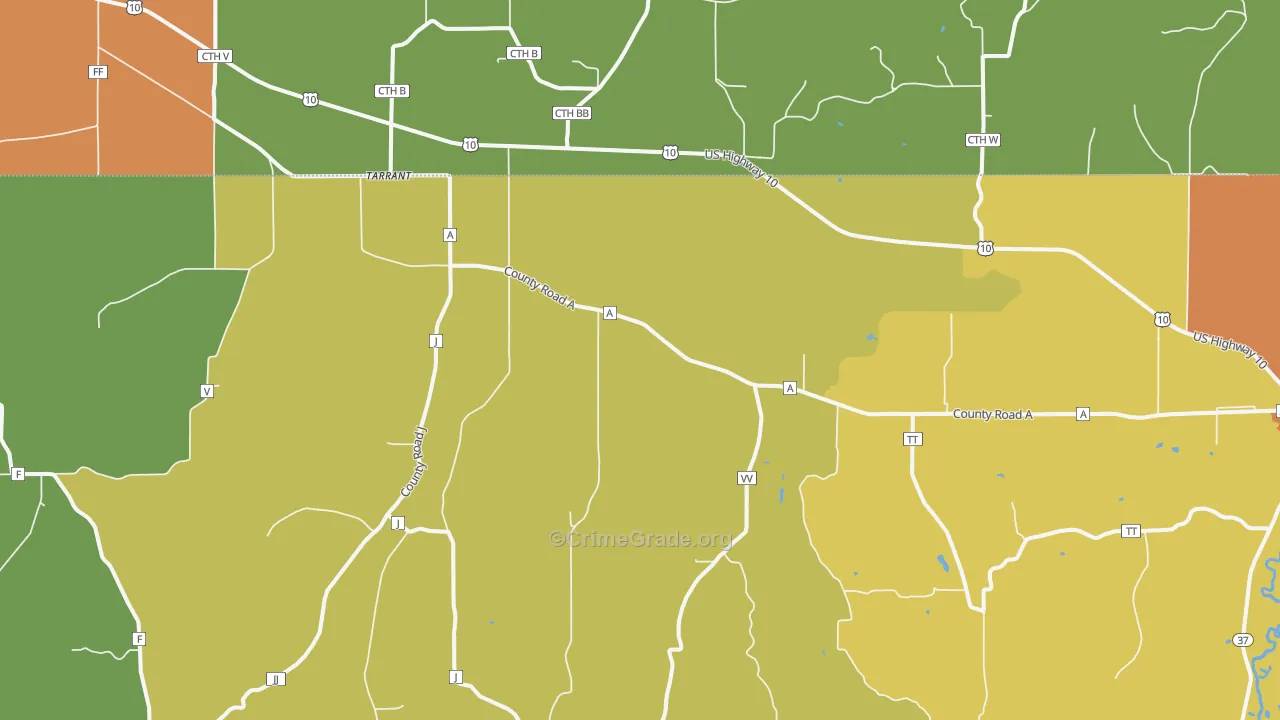Tarrant, WI Map of Burglary Rates