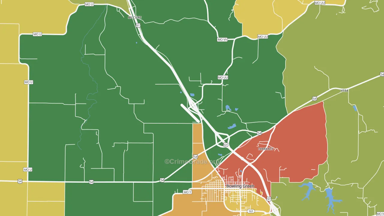 Tarrants, MO Map of Burglary Rates