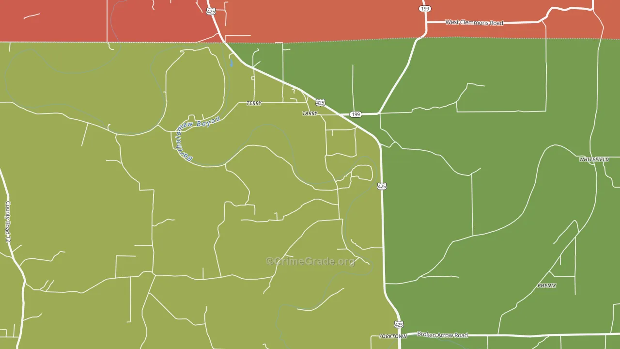 Tarry, AR Map of Burglary Rates