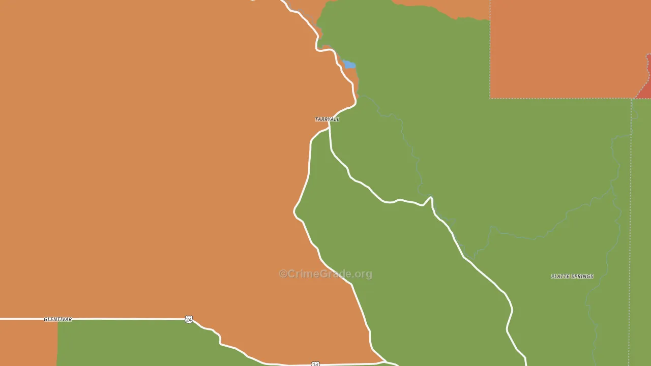Tarryall, CO Map of Burglary Rates