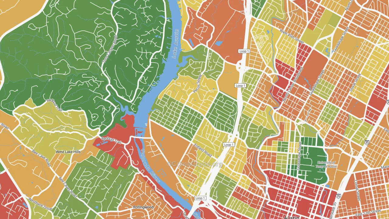 Tarrytown, Austin, TX Map of Burglary Rates