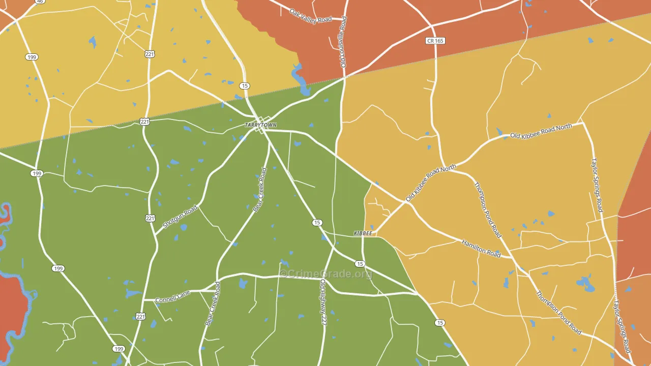 Tarrytown, GA Map of Burglary Rates