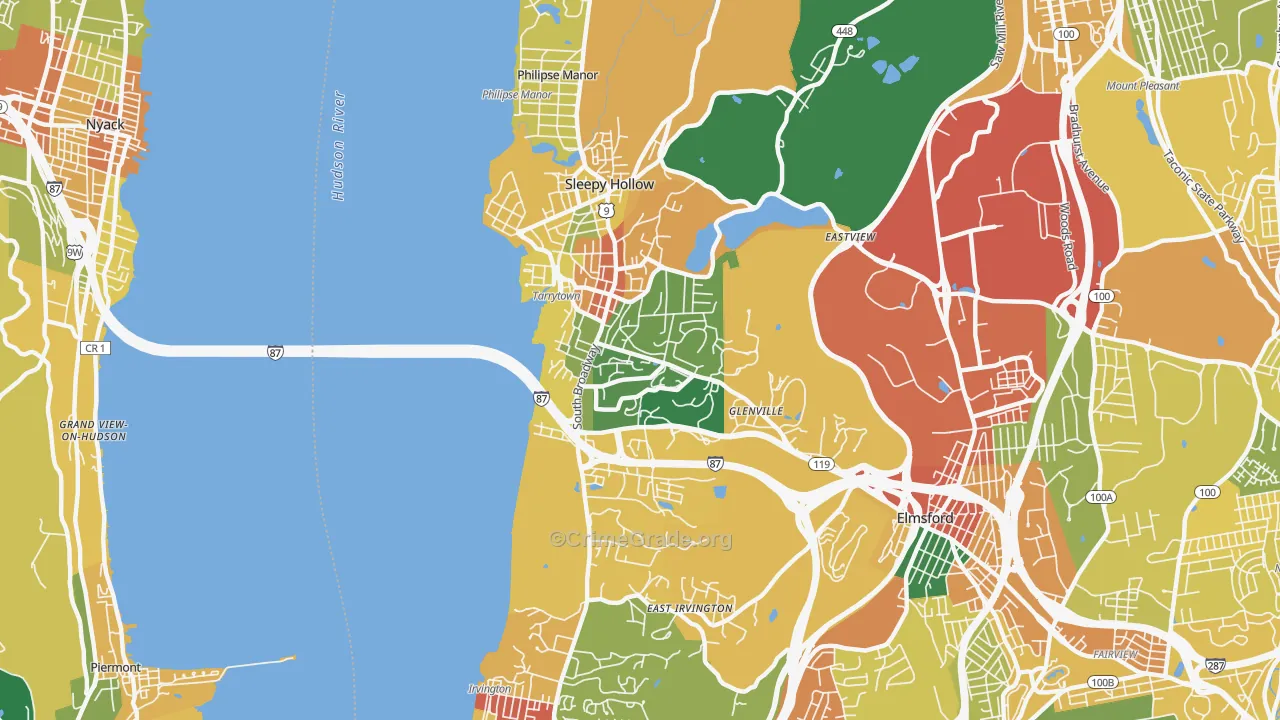 Tarrytown, NY Map of Burglary Rates