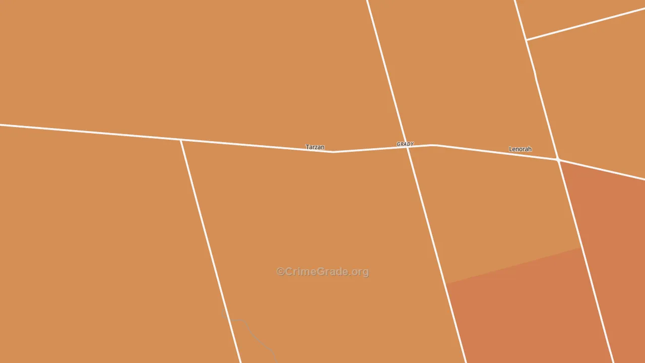 Tarzan, TX Map of Burglary Rates