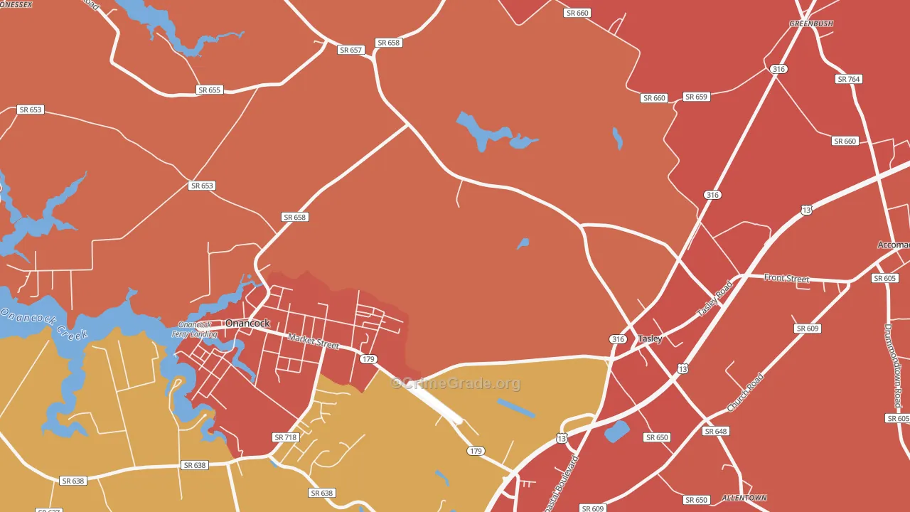 Tasley, VA Map of Burglary Rates