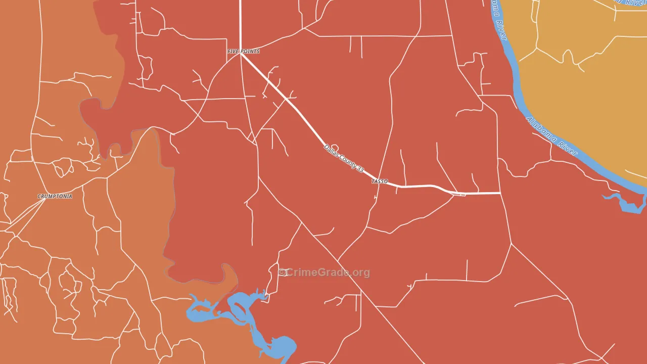 Tasso, AL Map of Burglary Rates