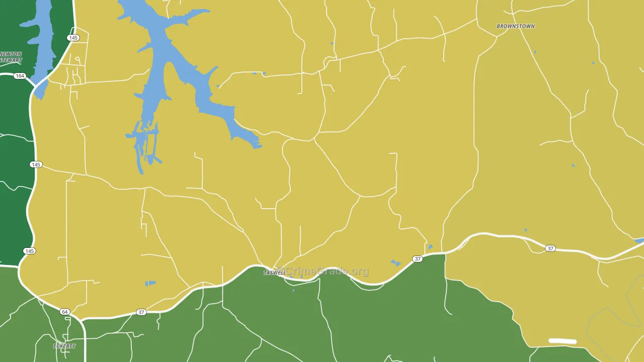 Taswell, IN Map of Burglary Rates