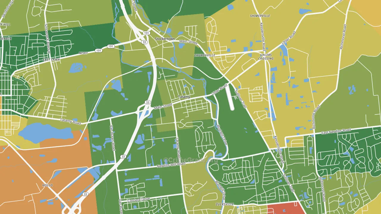 Tatamy, PA Map of Burglary Rates