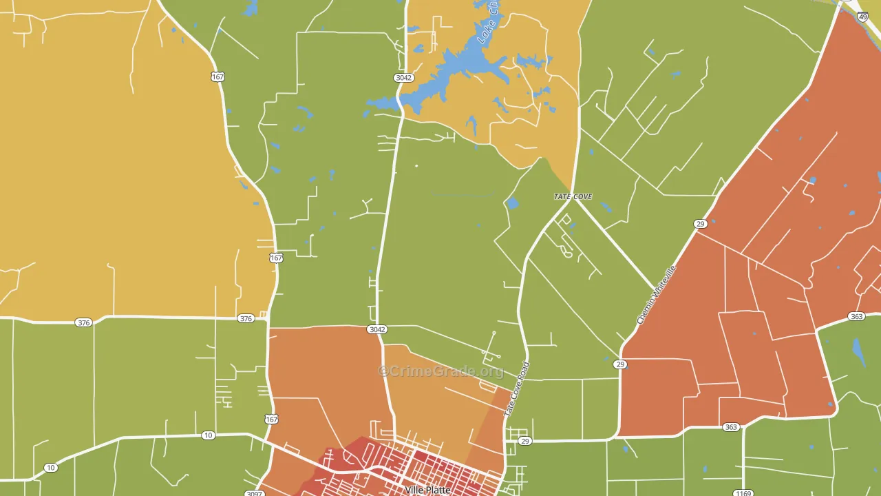 Tate Cove, LA Map of Burglary Rates