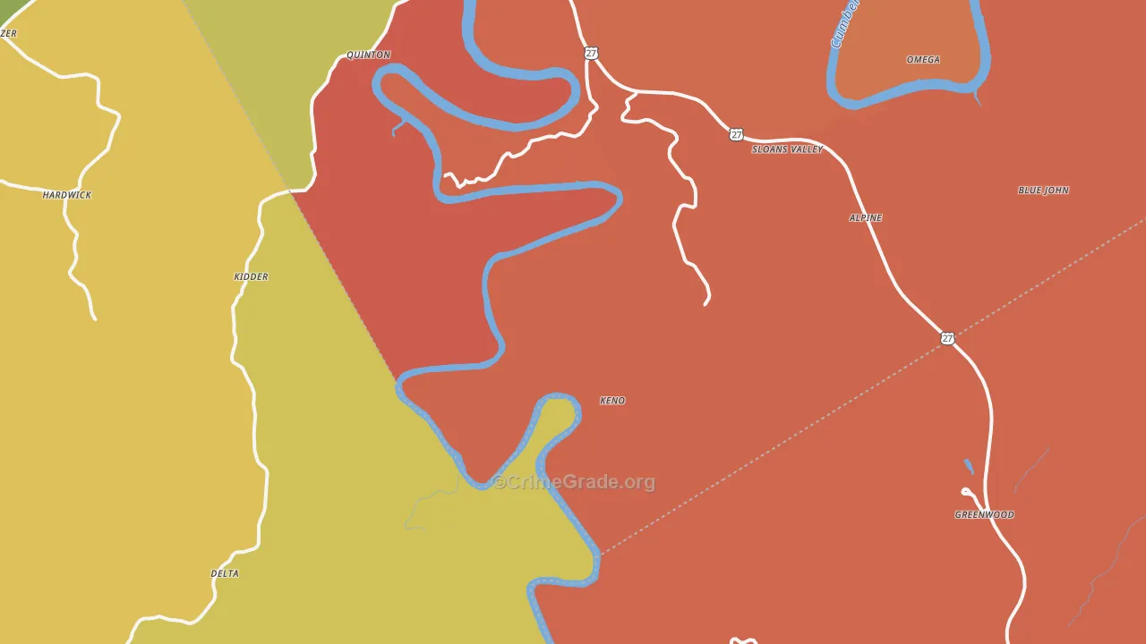 Tateville, KY Map of Burglary Rates