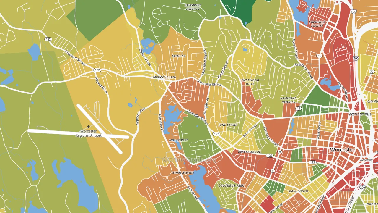 Tatnuck, Worcester, MA Map of Burglary Rates