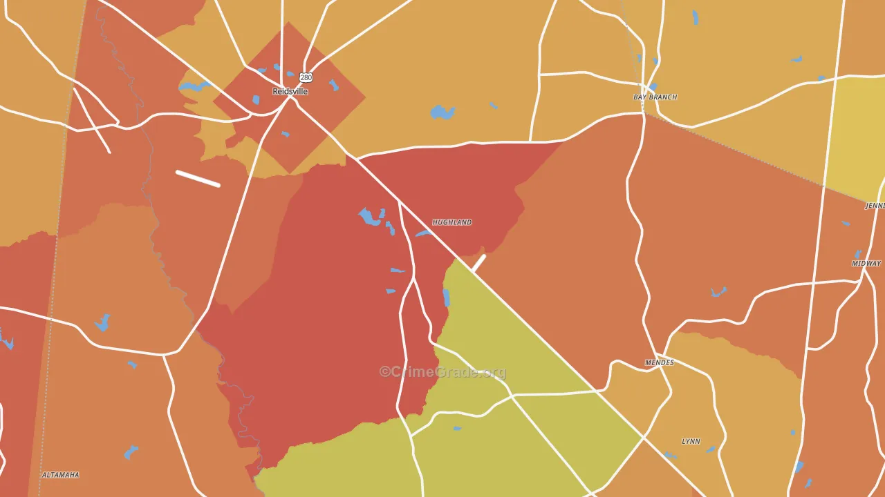 Tattnall County, GA Map of Burglary Rates