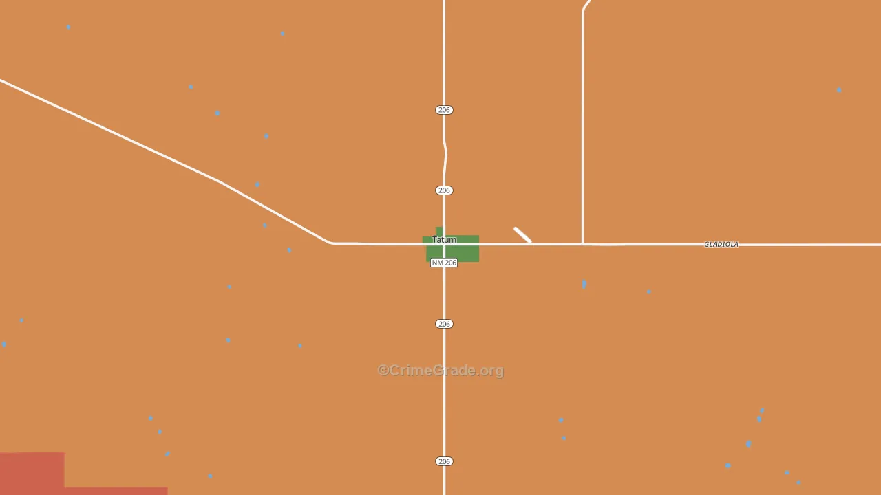 Tatum, NM Map of Burglary Rates