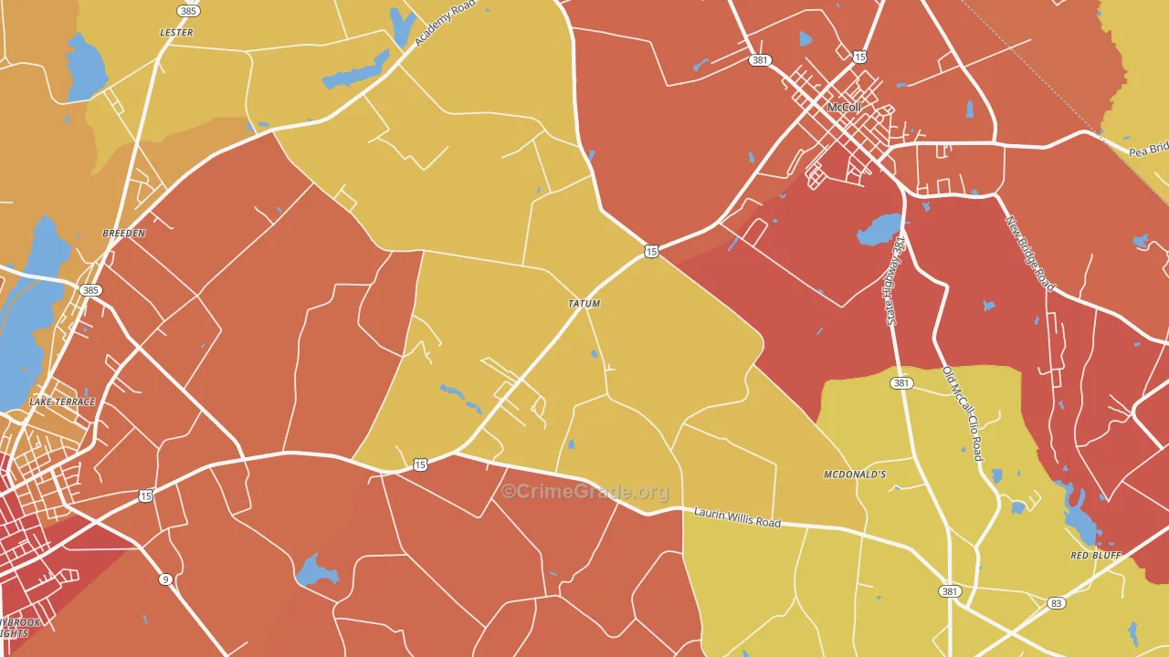 Tatum, SC Map of Burglary Rates