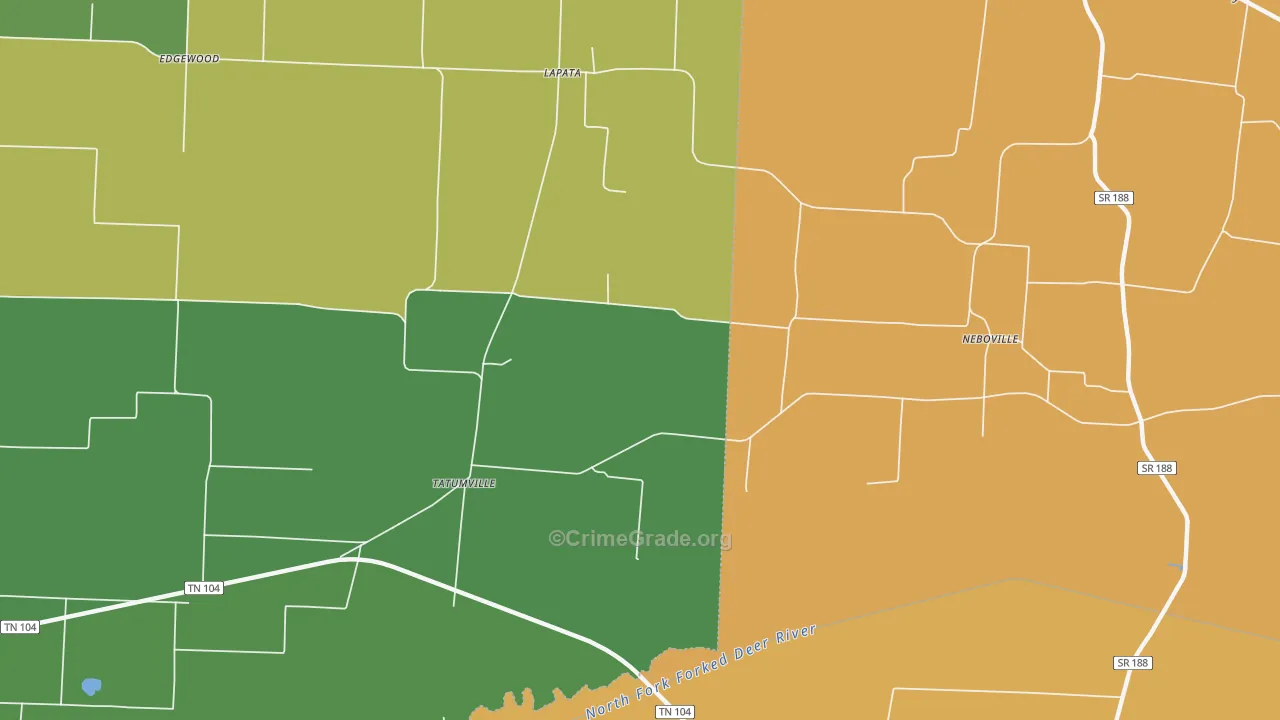 Tatumville, TN Map of Burglary Rates