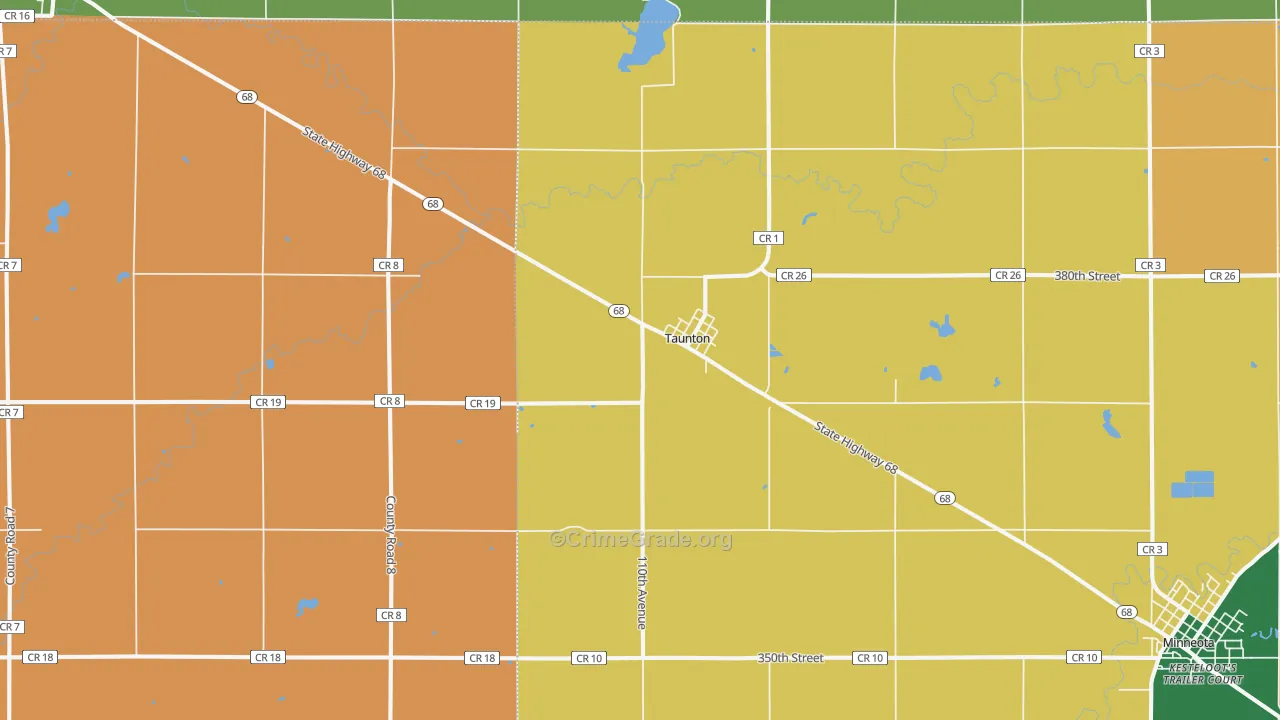 Taunton, MN Map of Burglary Rates