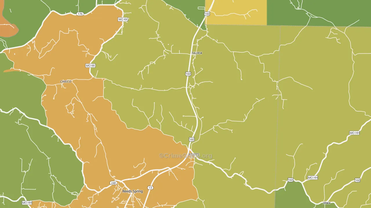 Tauria, MO Map of Burglary Rates