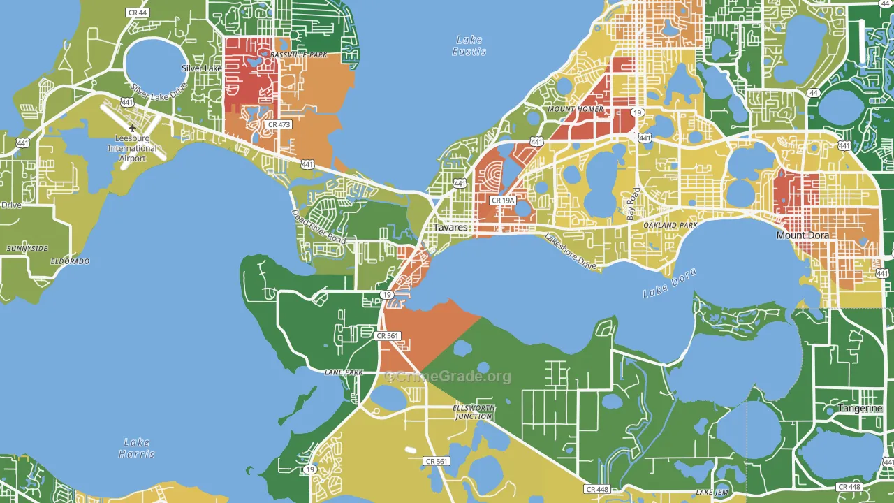Tavares, FL Map of Burglary Rates