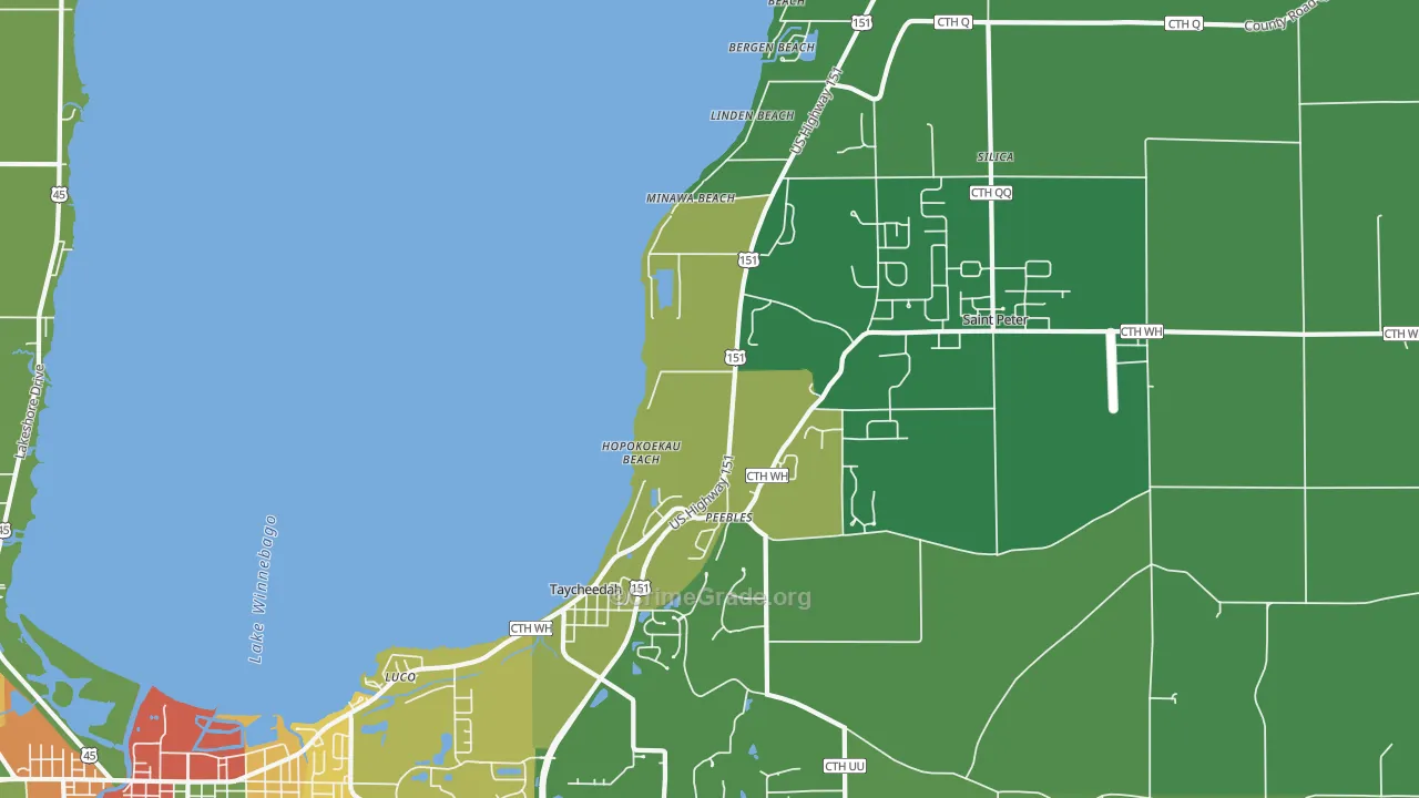 Taycheedah, WI Map of Burglary Rates