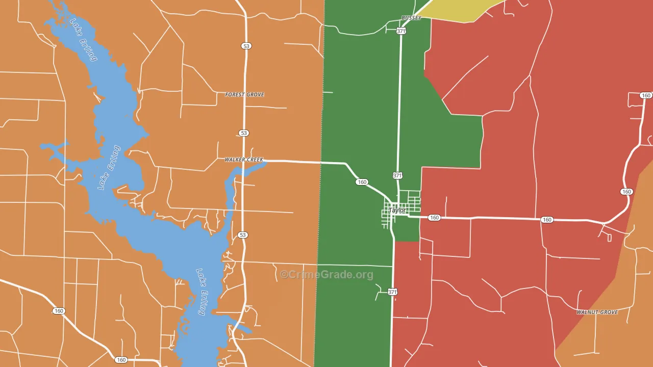Taylor, AR Map of Burglary Rates