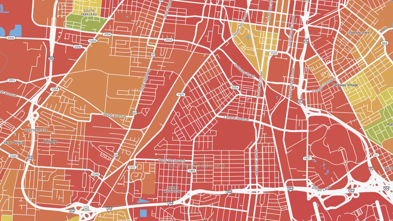Taylor Berry, Louisville, KY Map of Burglary Rates