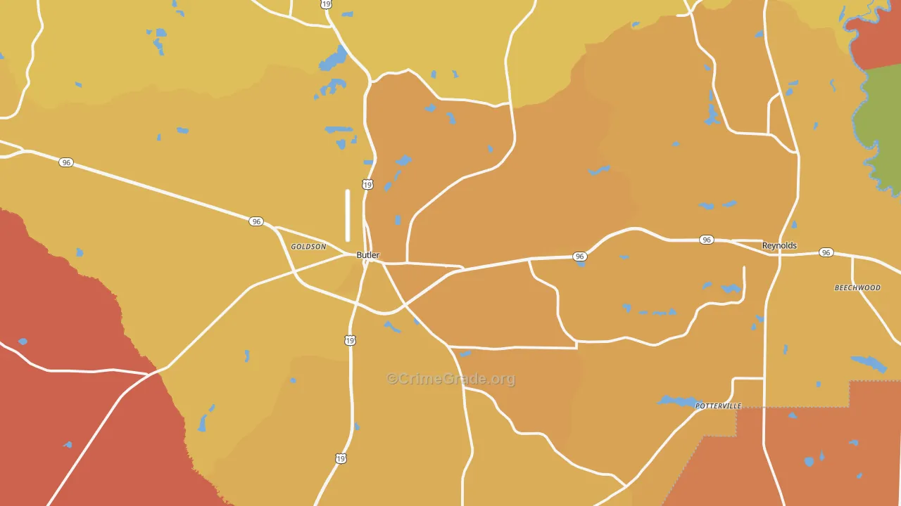 Taylor County, GA Map of Burglary Rates