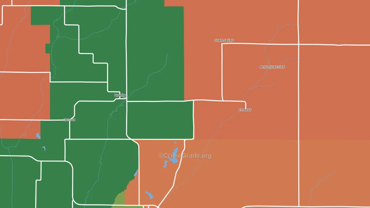 Taylor County, IA Map of Burglary Rates