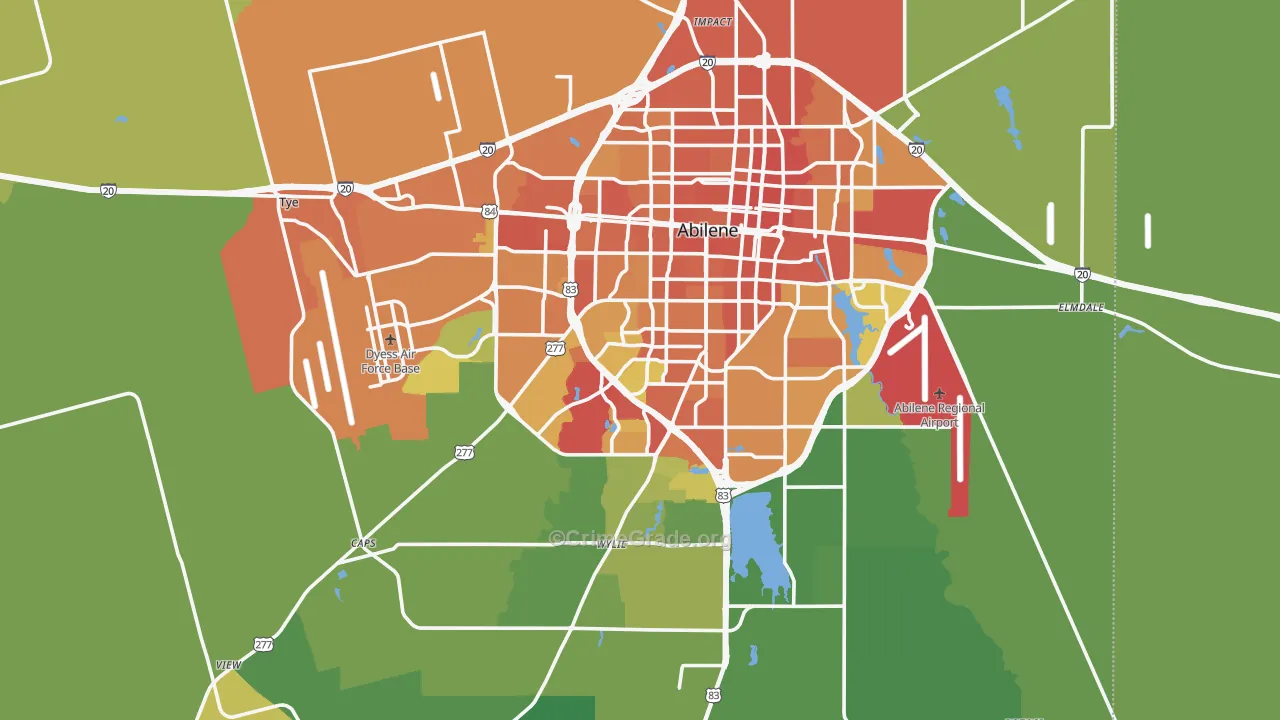 Taylor County, TX Map of Burglary Rates