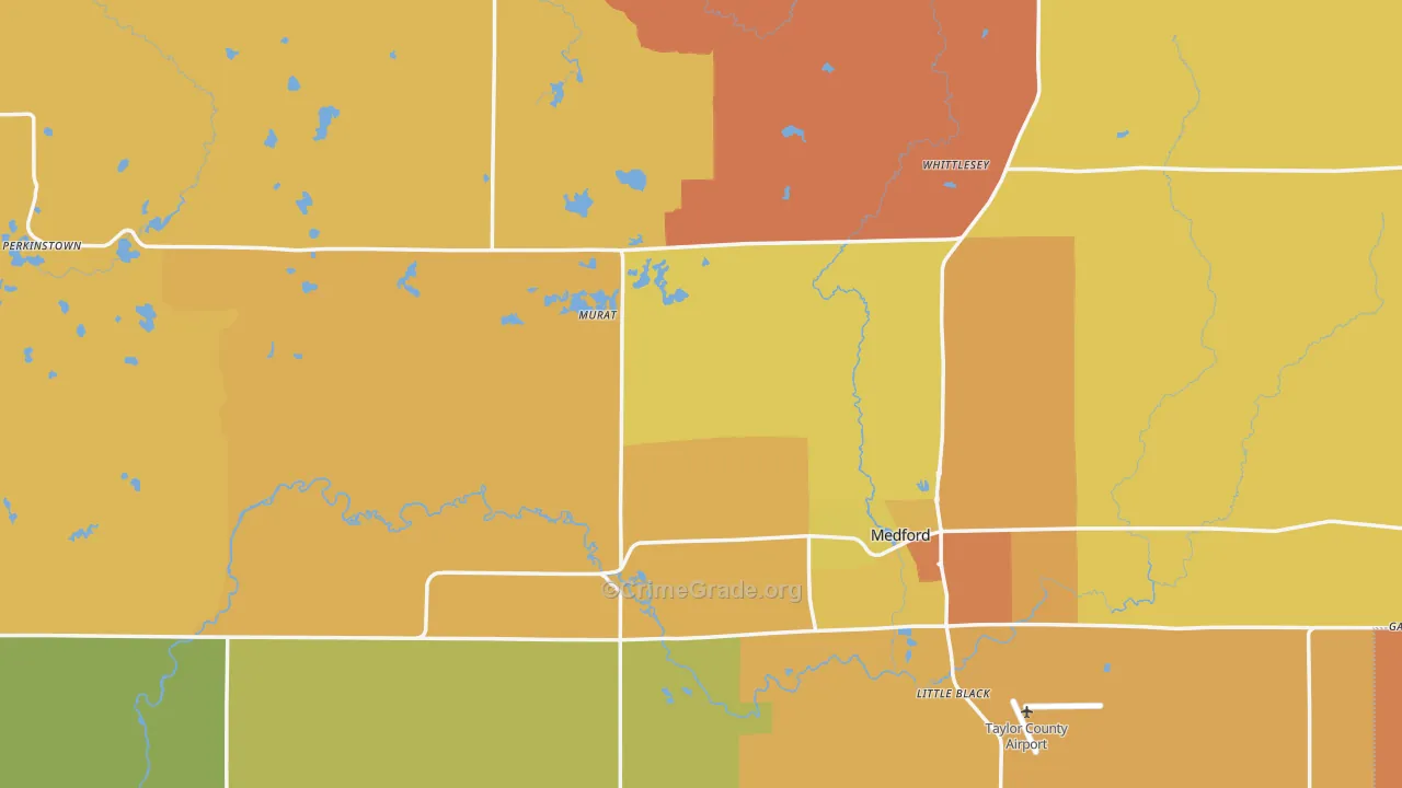 Taylor County, WI Map of Burglary Rates