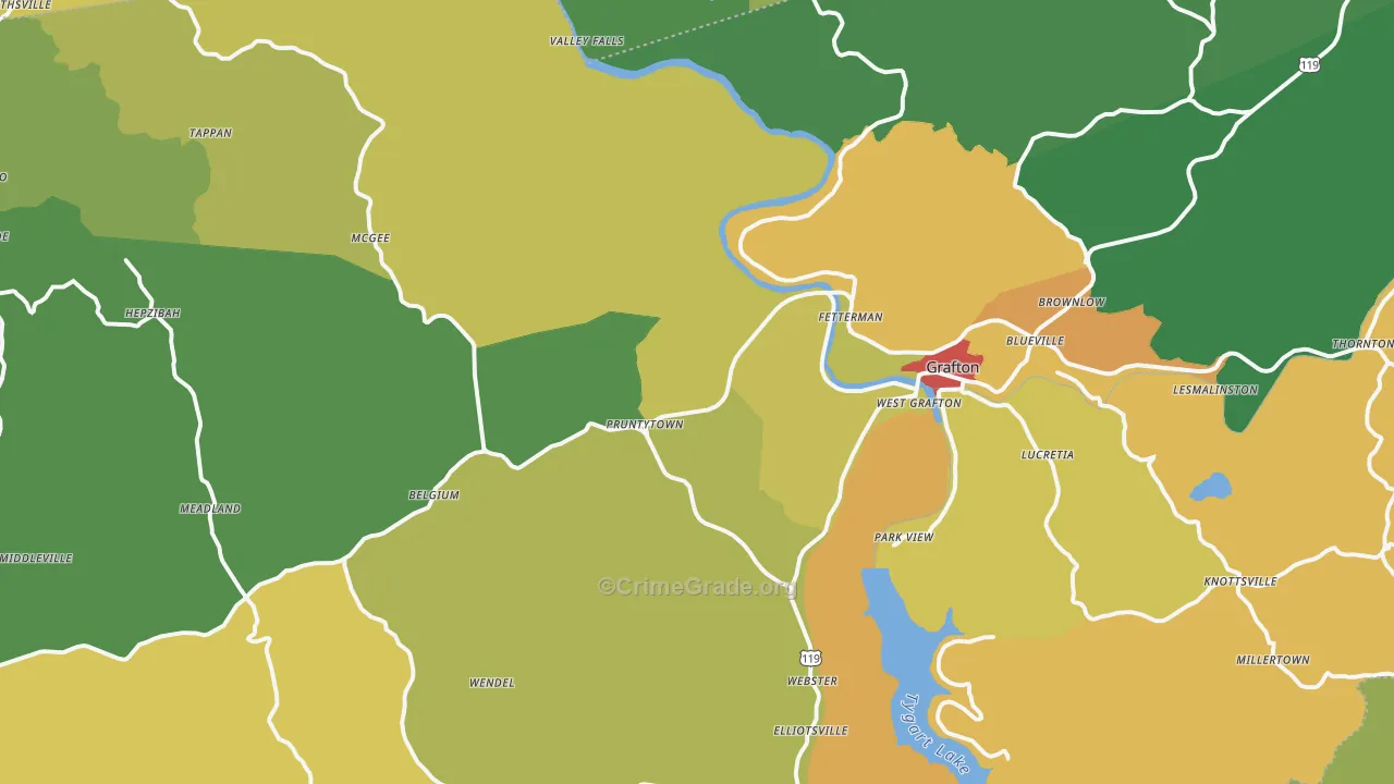 Taylor County, WV Map of Burglary Rates