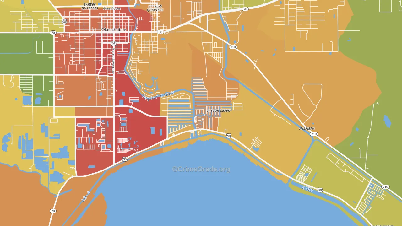 Taylor Creek, FL Map of Burglary Rates