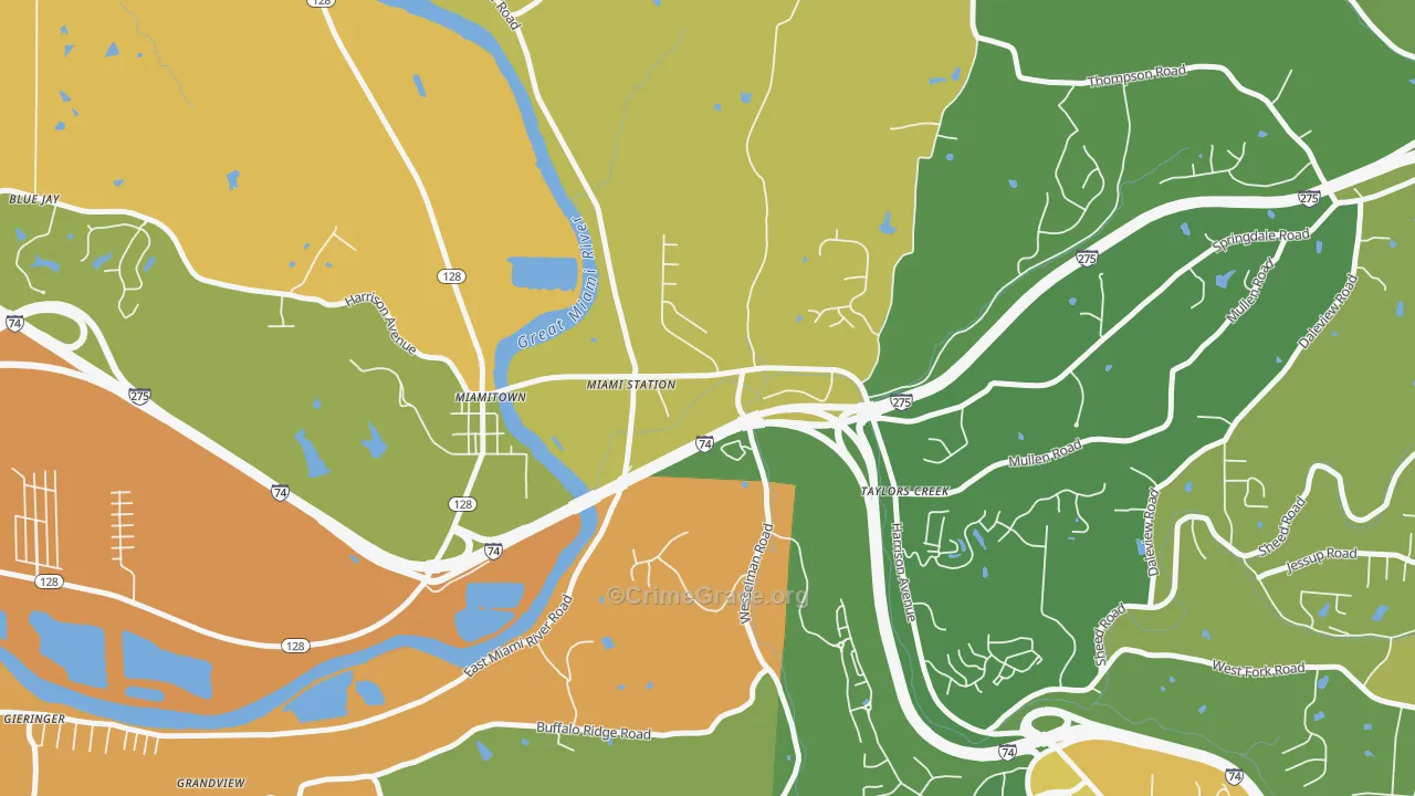 Taylor Creek, OH Map of Burglary Rates